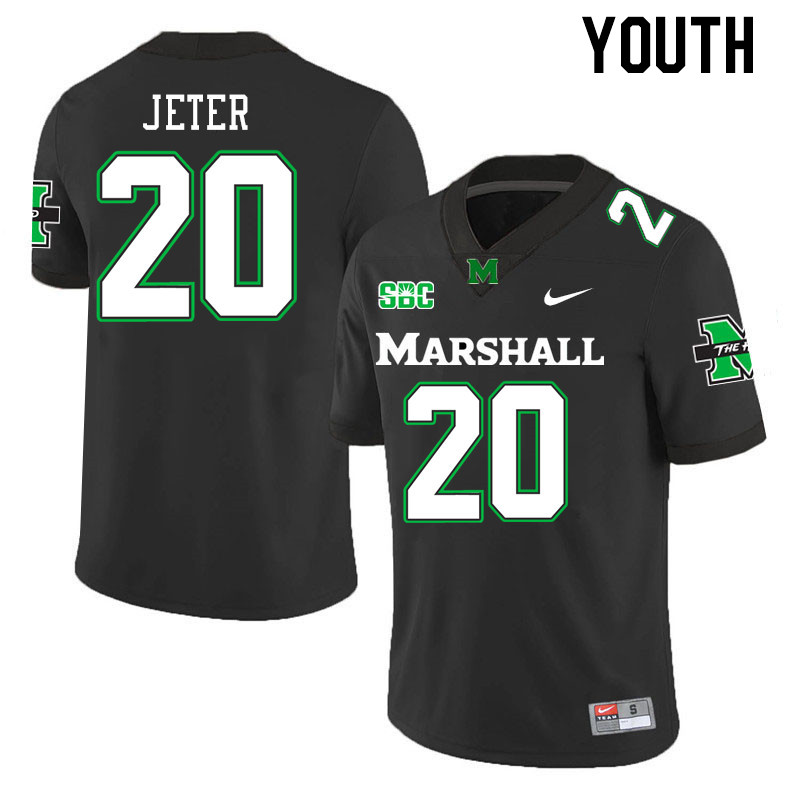 Youth #20 TaShawn Jeter Marshall Thundering Herd SBC Conference College Football Jerseys Stitched-Bl